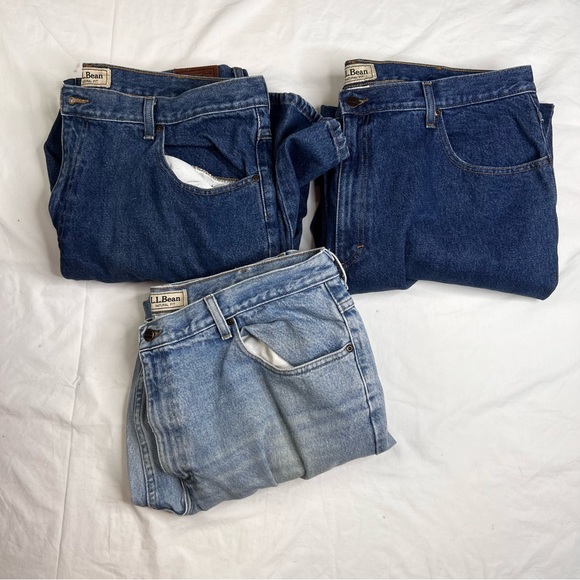 Lot Of3 LL Bean Mens Blue Jeans Natural Fit 100% Cotton Denim 40/30 L201222
